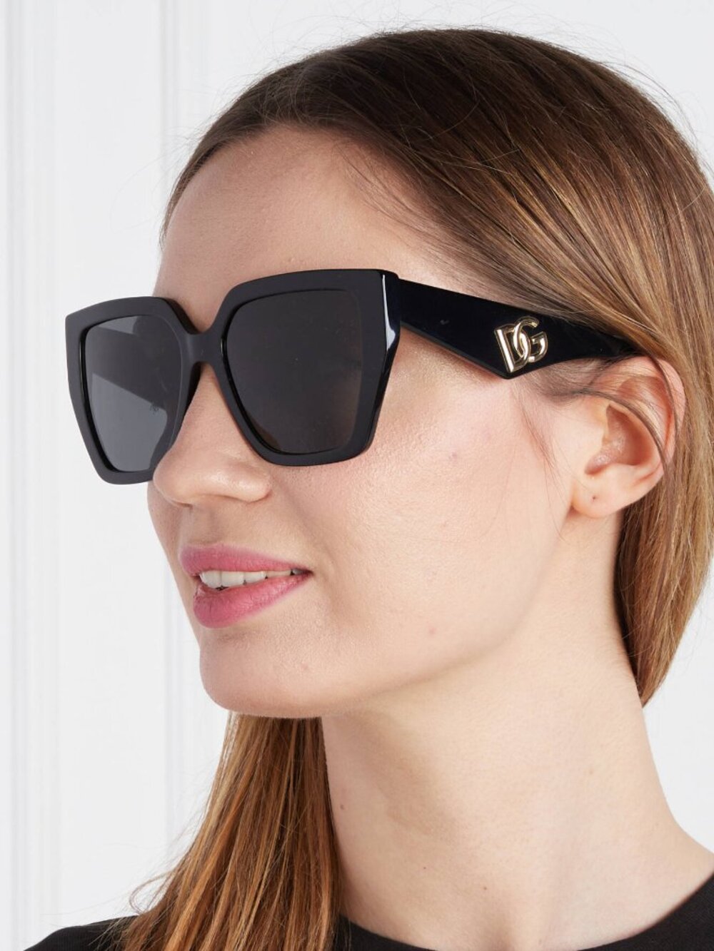 NEW DOLCE&GABBANA DG4438 501/87 BLACK OVERSIZED WOMEN SUNGLASSES DG 4438